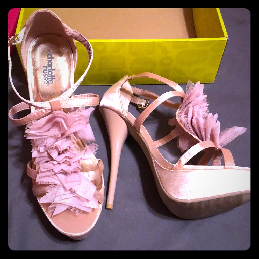 Charlotte Russe Blush Satin Heels